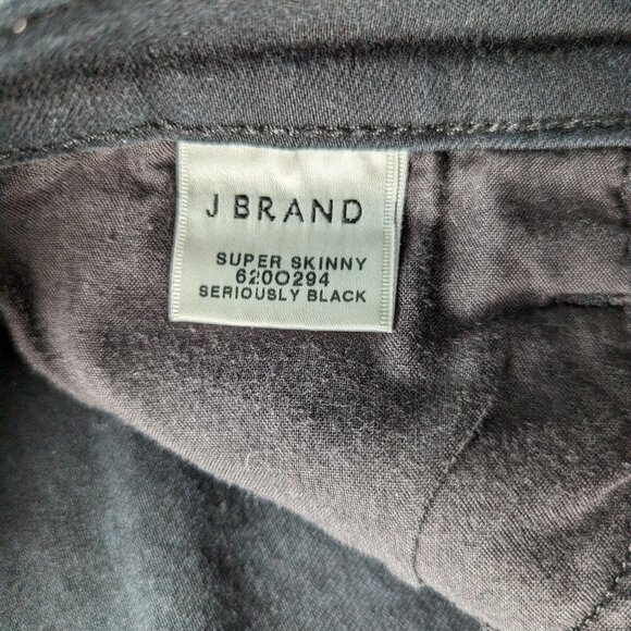 J Brand Super Skinny Mid Rise Black Jeans in Colourway Seriously Black - Picture 4 of 12